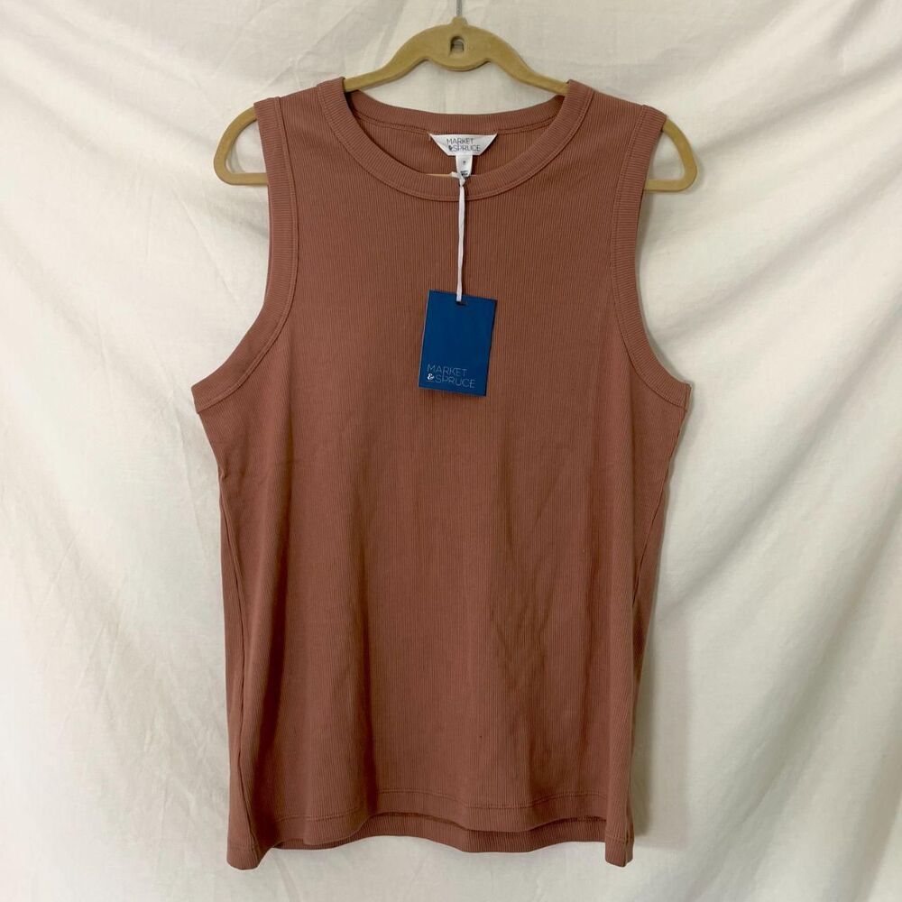 Market & Spruce NWT Burned Orange Ribbed Tank Top Size 2X Cotton